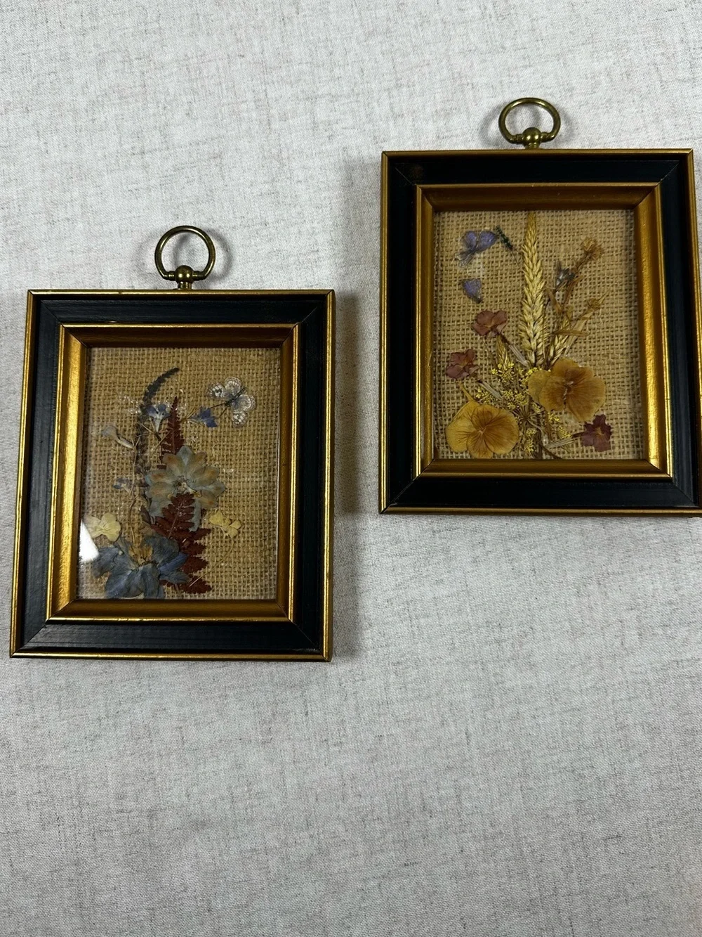 Pressed Floral Wall Art Floralp Pair Black Gold Frames
